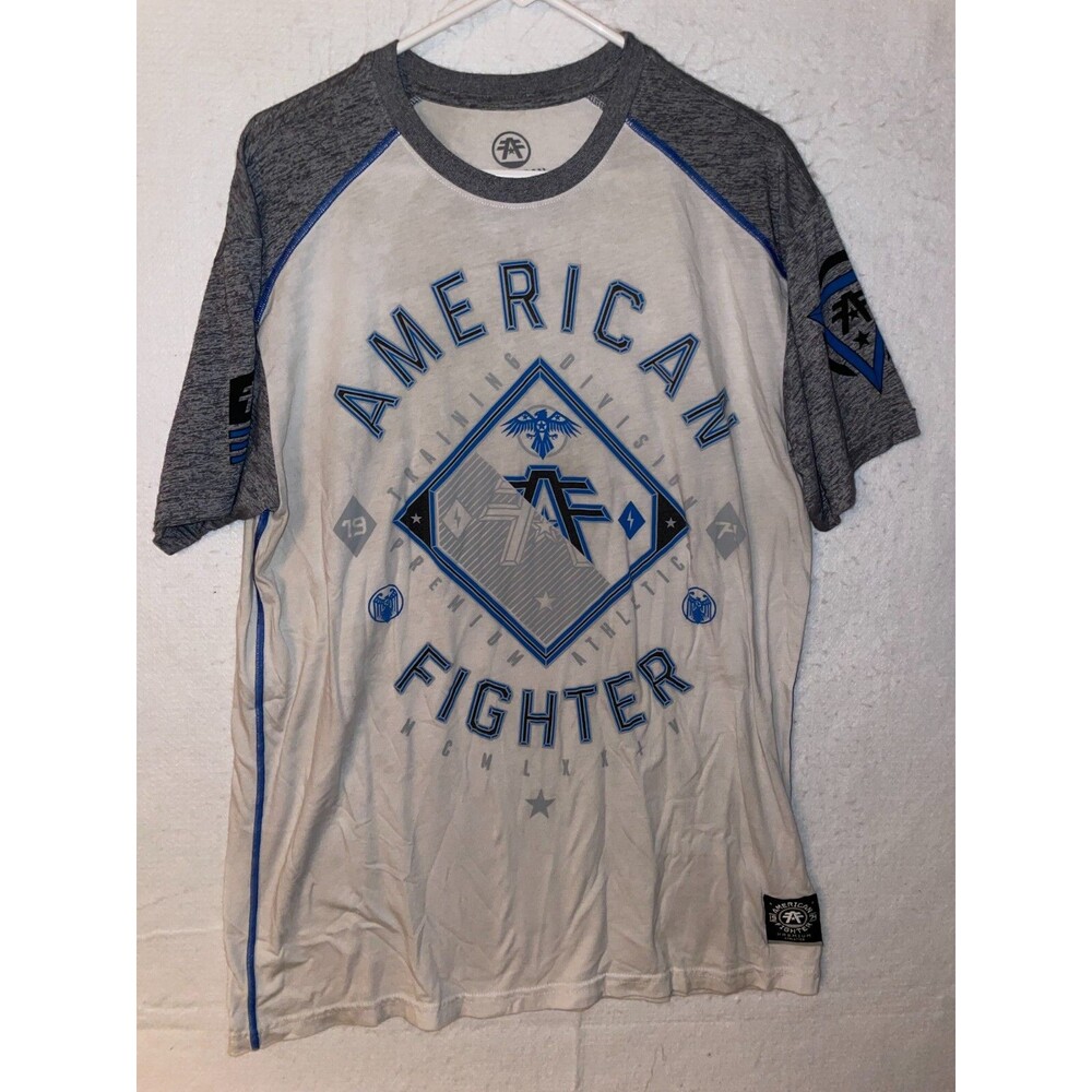 AMERICAN FIGHTER Men's T-Shirt 2XL White Gray 1974 Training Division MMA